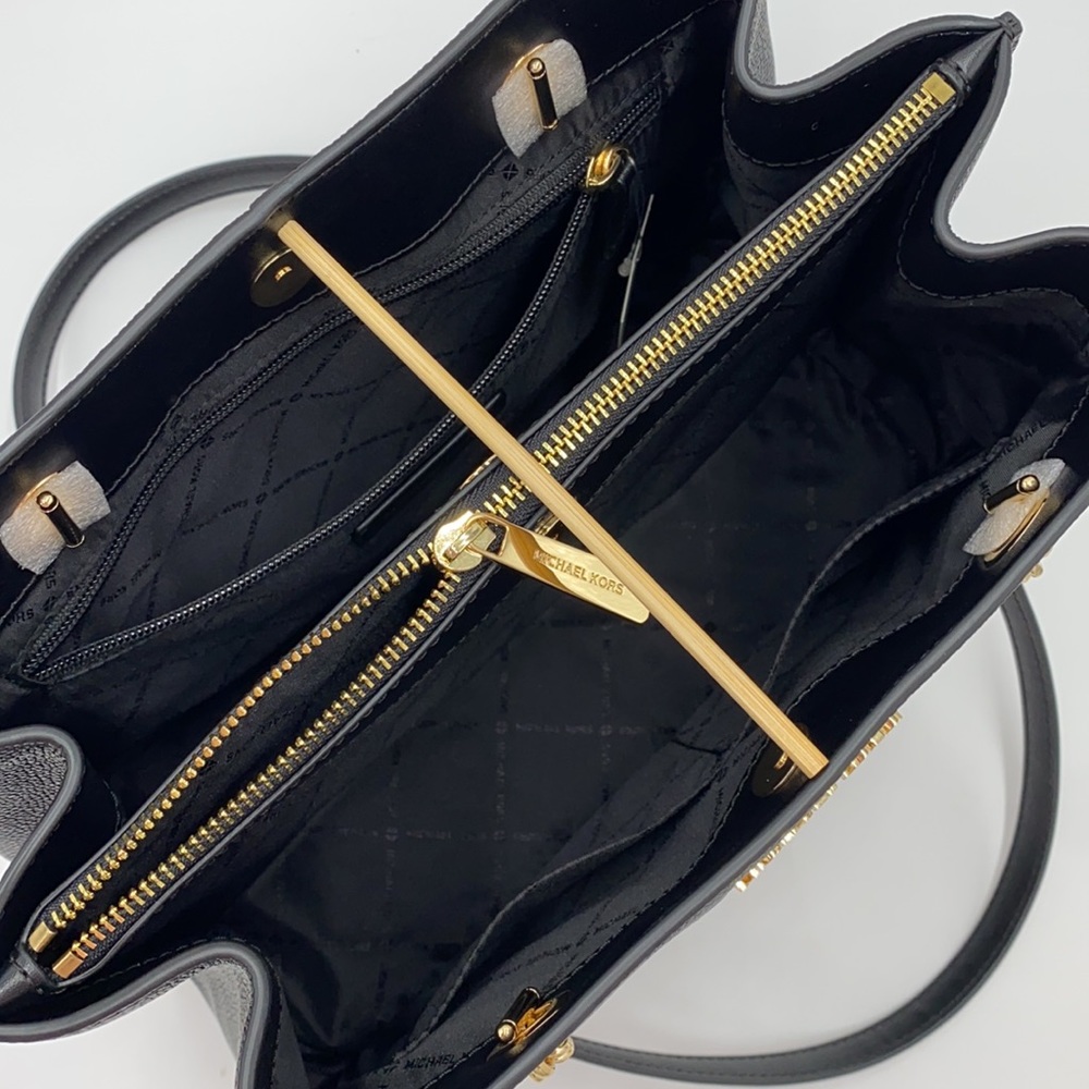 MICHAEL KORS TEAGEN LG LONG DROP SATCHEL BLACK - Picture 11 of 16